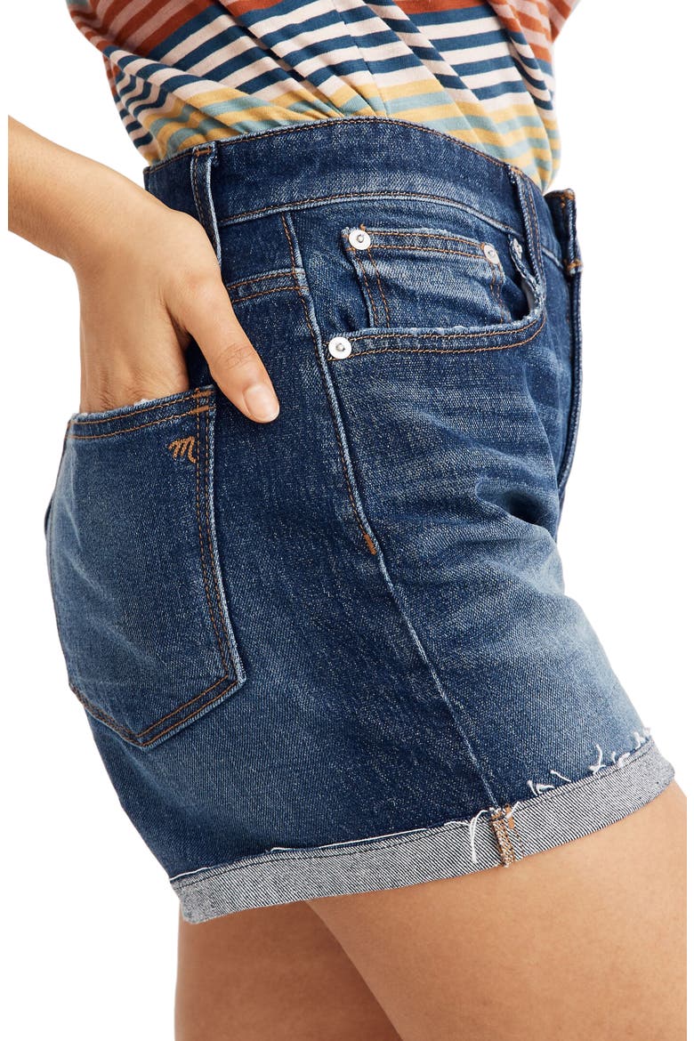 Curvy High Waist Denim Shorts, Alternate, color, CANTERDALE WASH