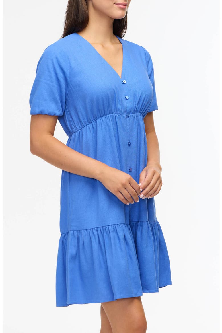 Tiered Linen Blend Dress, Alternate, color, AZURE
