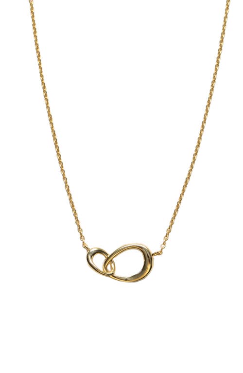 Argento Vivo Sterling Silver Interlock 18 Karat Gold Plate Necklace In Gold