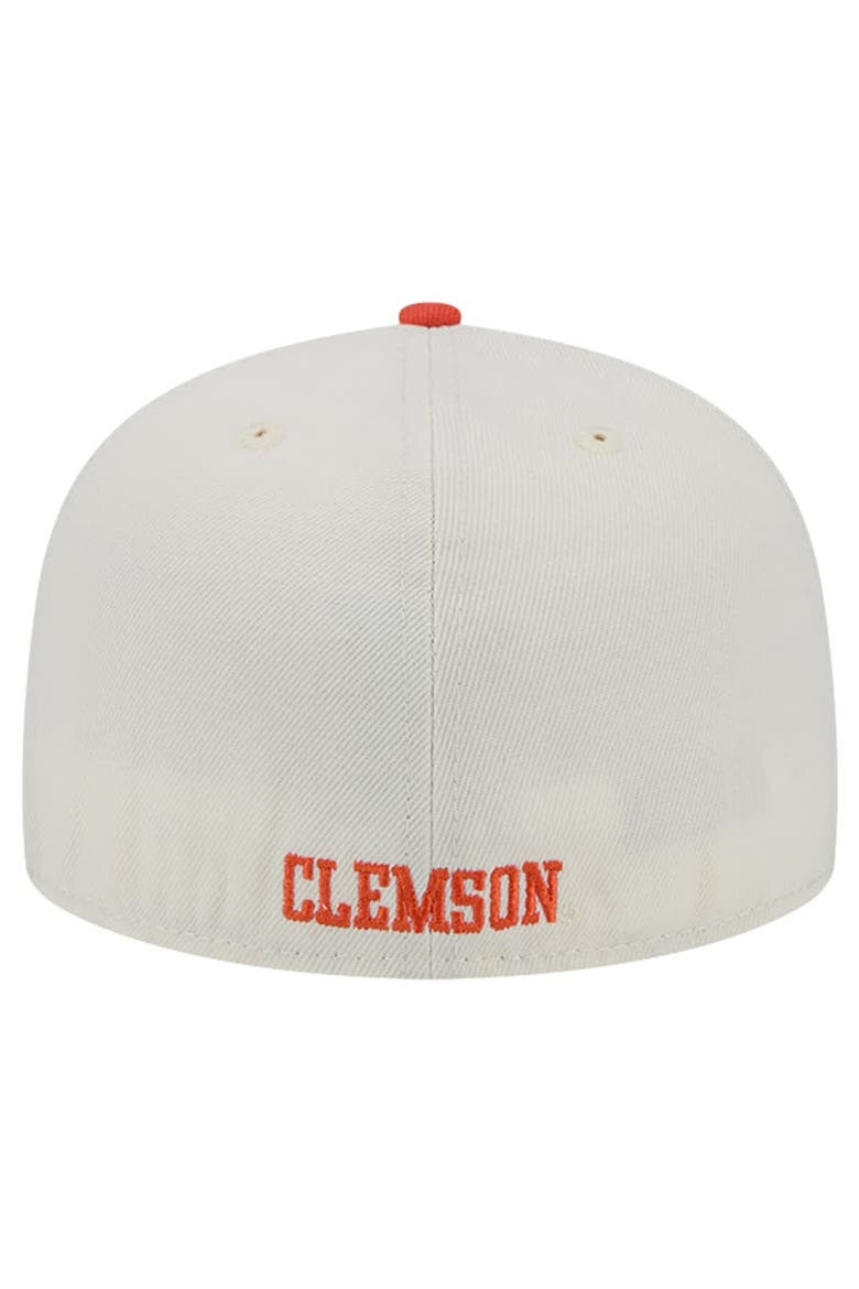 Men's New Era Clemson Tigers Chrome White Vintage 59FIFTY Fitted Hat, Alternate, color, White