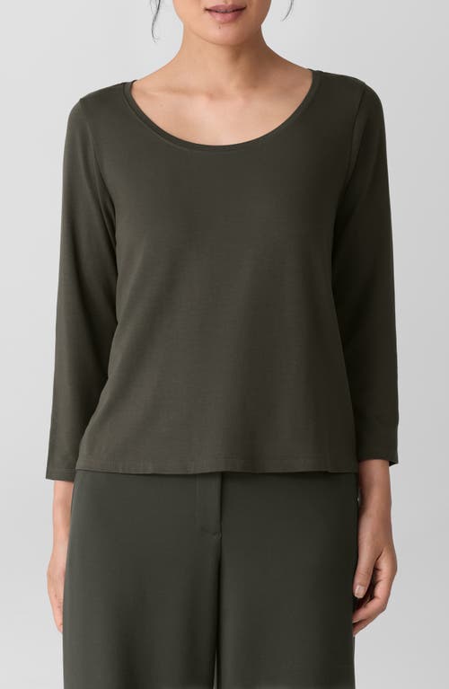 Eileen Fisher Scoop Neck Stretch Jersey Shirt In Green