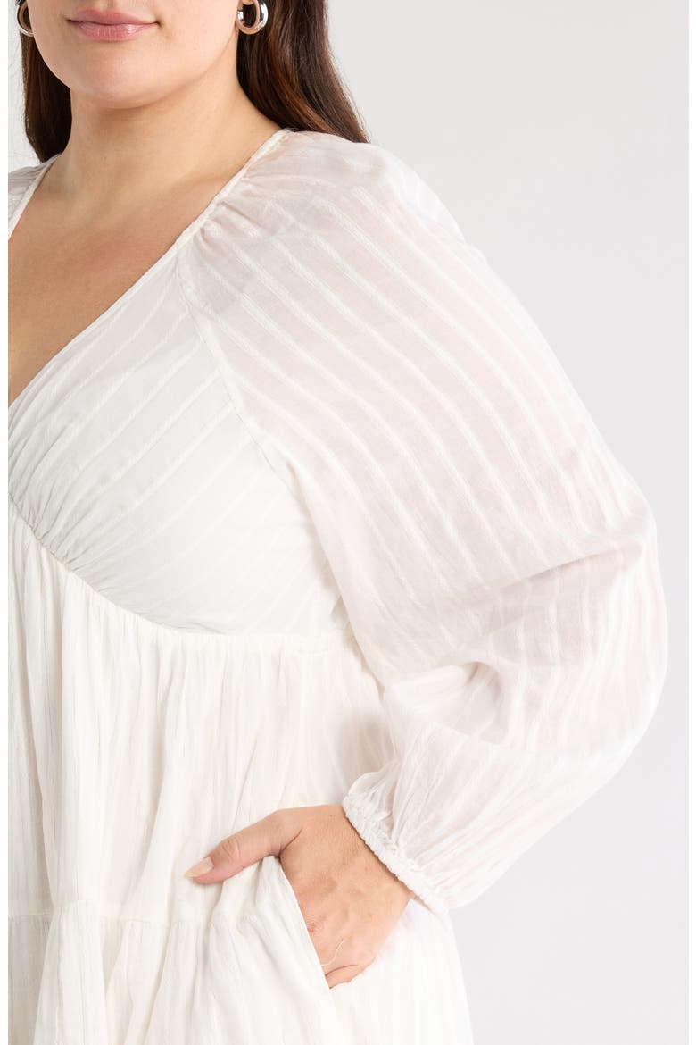 Tiered Long Sleeve Babydoll Dress, Alternate, color, IVORY EGRET
