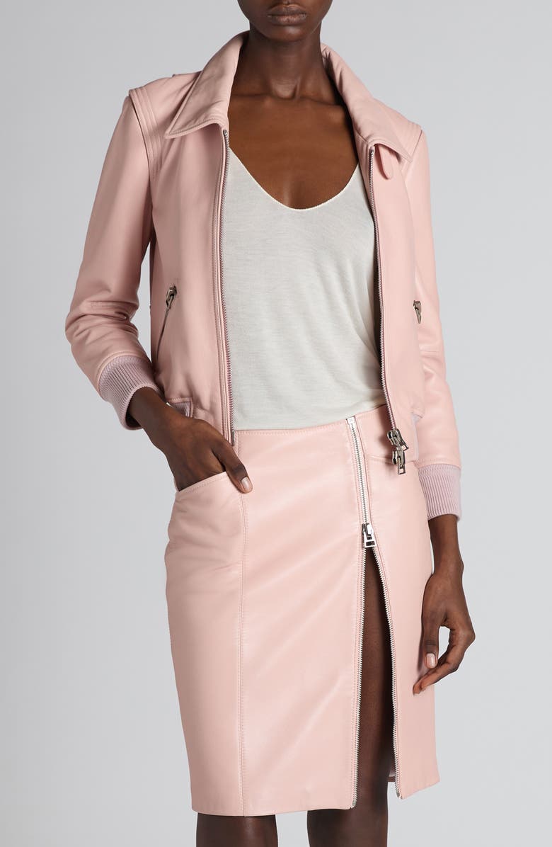 TOM FORD Lambskin Leather Moto Jacket, Main, color,