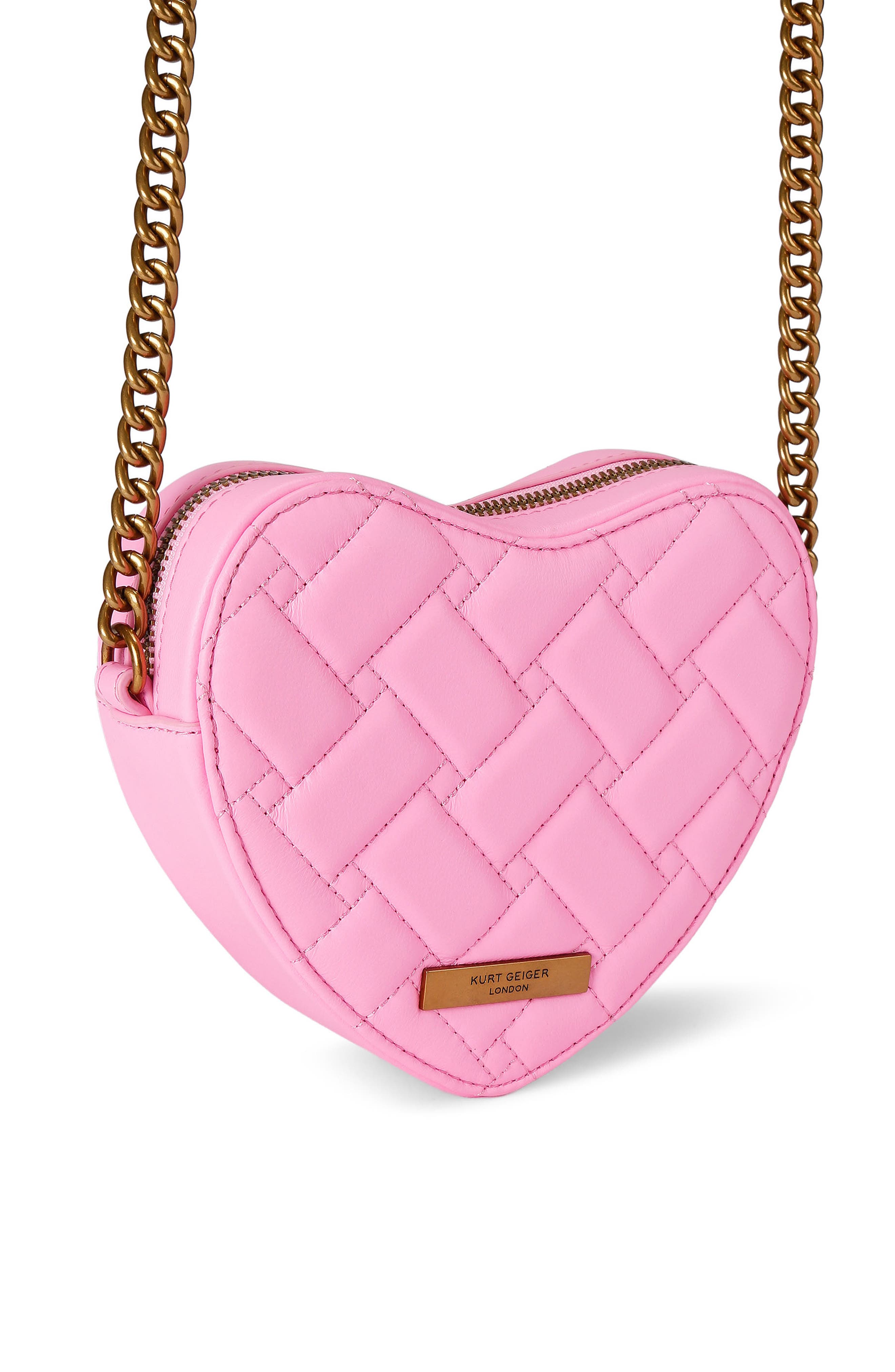 Kensington Heart Quilted Leather Crossbody Bag, Alternate, color, PINK