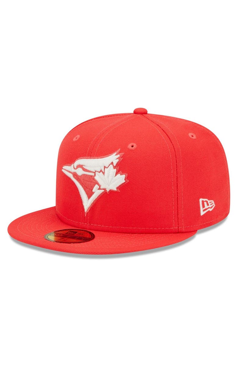New Era Men's New Era Red Toronto Blue Jays Lava Highlighter Logo 59FIFTY Fitted Hat, Alternate, color, 