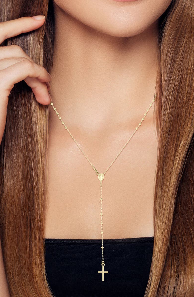 Ember Fine Jewelry 14k Gold Rosary Necklace, Alternate, color, Gold