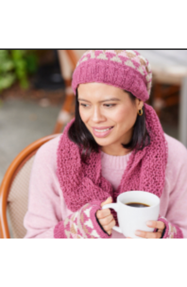 Feelgoodz Hand-Knit Jaya Harlequin Wool Half Mitten, Alternate, color, Quarry