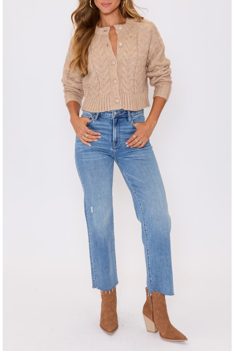 Harper Cable Knit Cardigan, Alternate, color, TAUPE
