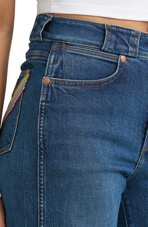 Wrangler High Waist Rainbow Pocket Wide Leg Jeans In Blue