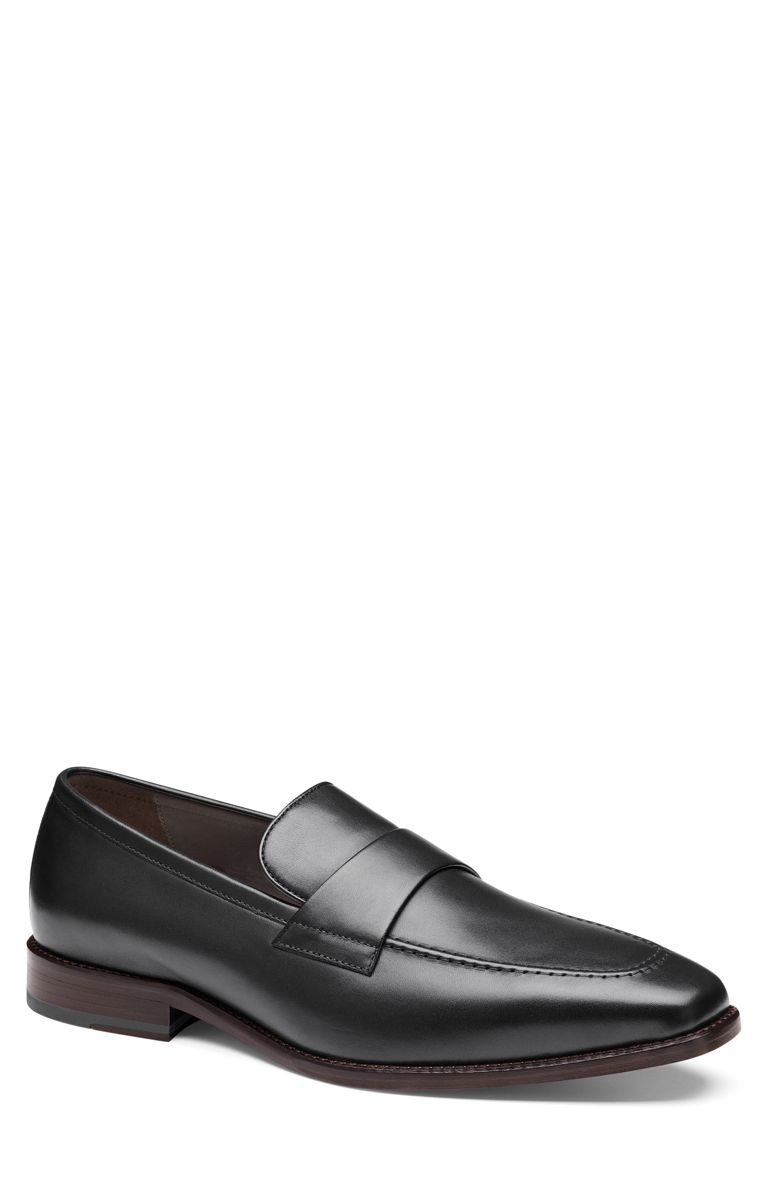 Johnston & Murphy Floyd Penny Loafer, Main, color, Black Full Grain