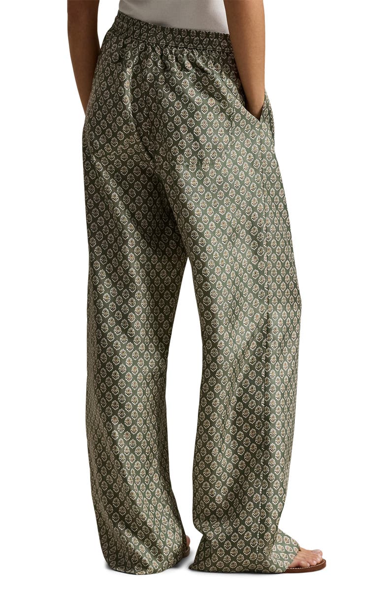 Polo Ralph Lauren Print Wide Leg Silk Pants, Alternate, color, Wood Block Spikey Flower