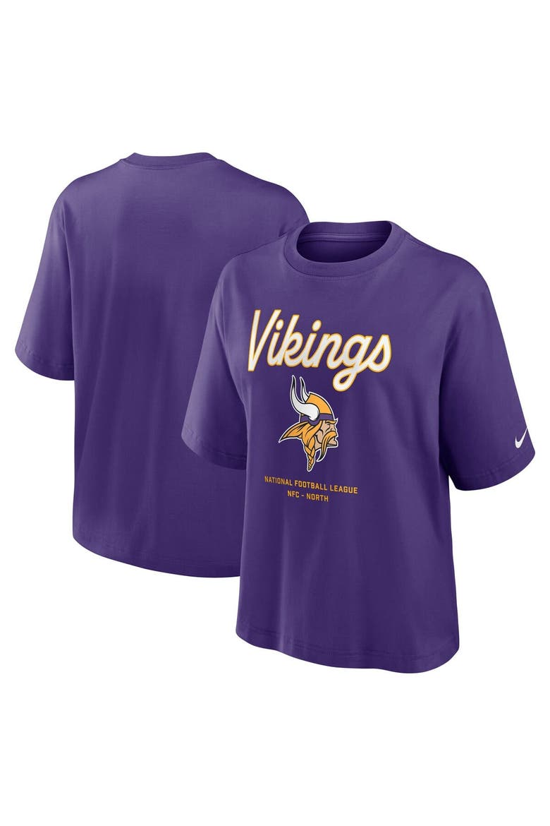 Women's Nike Purple Minnesota Vikings Essential Script Relaxed Boxy T-Shirt, Alternate, color, Purple