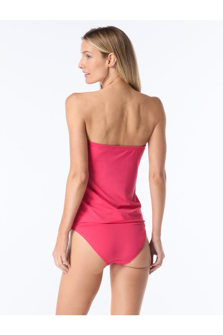 Draped Bandeau Tankini Swim Top, Alternate, color, Geranium