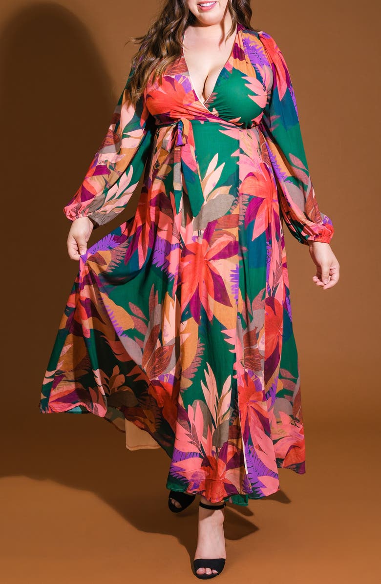 FLYING TOMATO Long Sleeve Maxi Dress, Alternate, color,