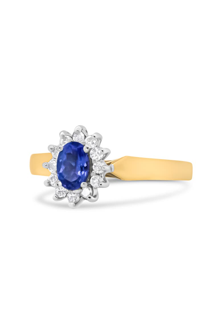 14K Gold 1/5 Cttw Diamond & Blue Tanzanite Halo Ring, Alternate, color, Yellow