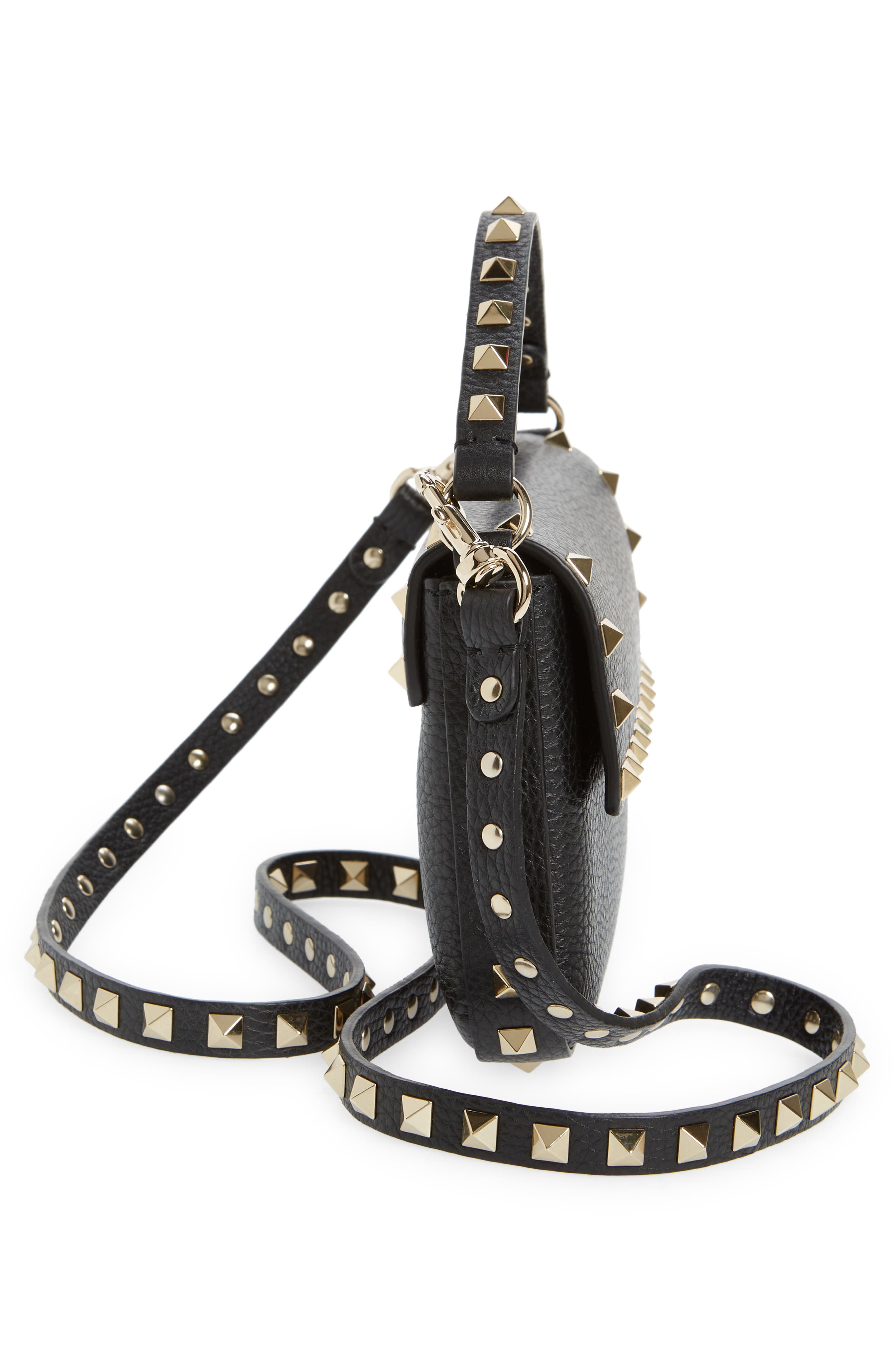 Valentino Garavani Rockstud Leather Crossbody Pouch, Alternate, color, 