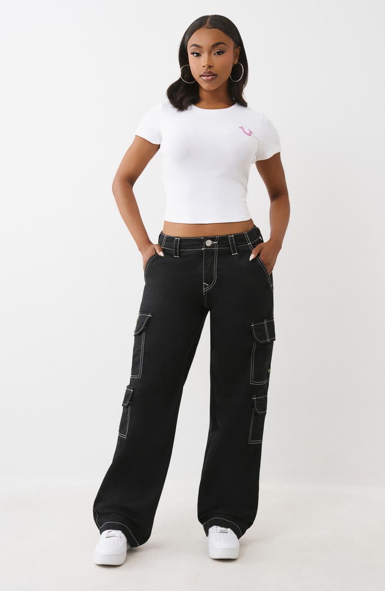 True Religion Cargo Pants, Alternate, color, Jet Black