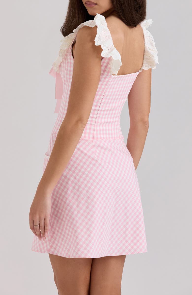 HOUSE OF CB Astra Ruffle Minidress, Alternate, color, Pink Gingham