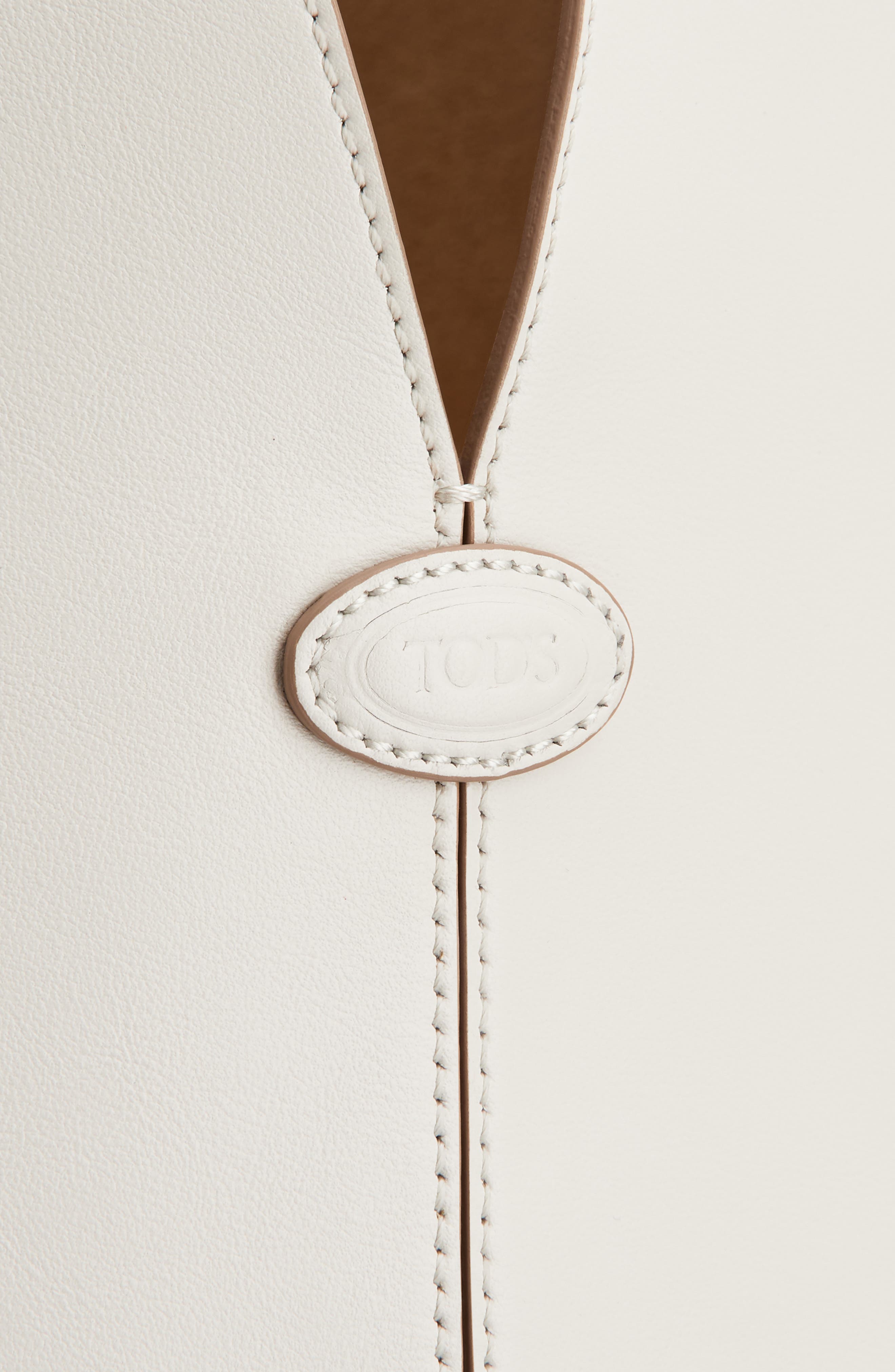 Tod's Small Sacca Leather Bucket Bag, Alternate, color, Bianco Calce