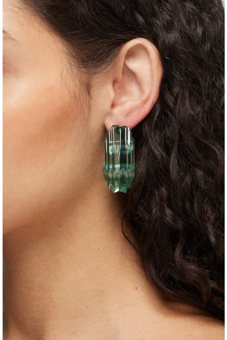 Curved Canyon Hoop Earrings, Alternate, color, TURQUOISE