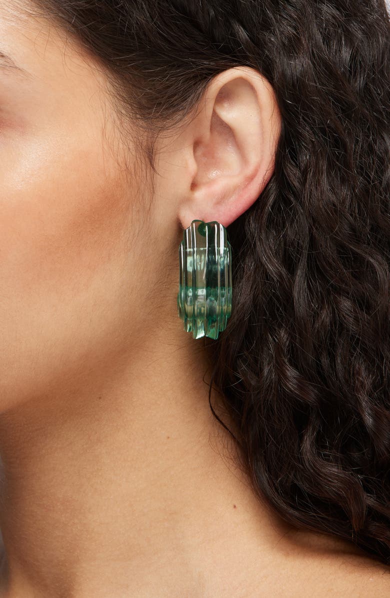 Lele Sadoughi Curved Canyon Hoop Earrings, Alternate, color, Turquoise