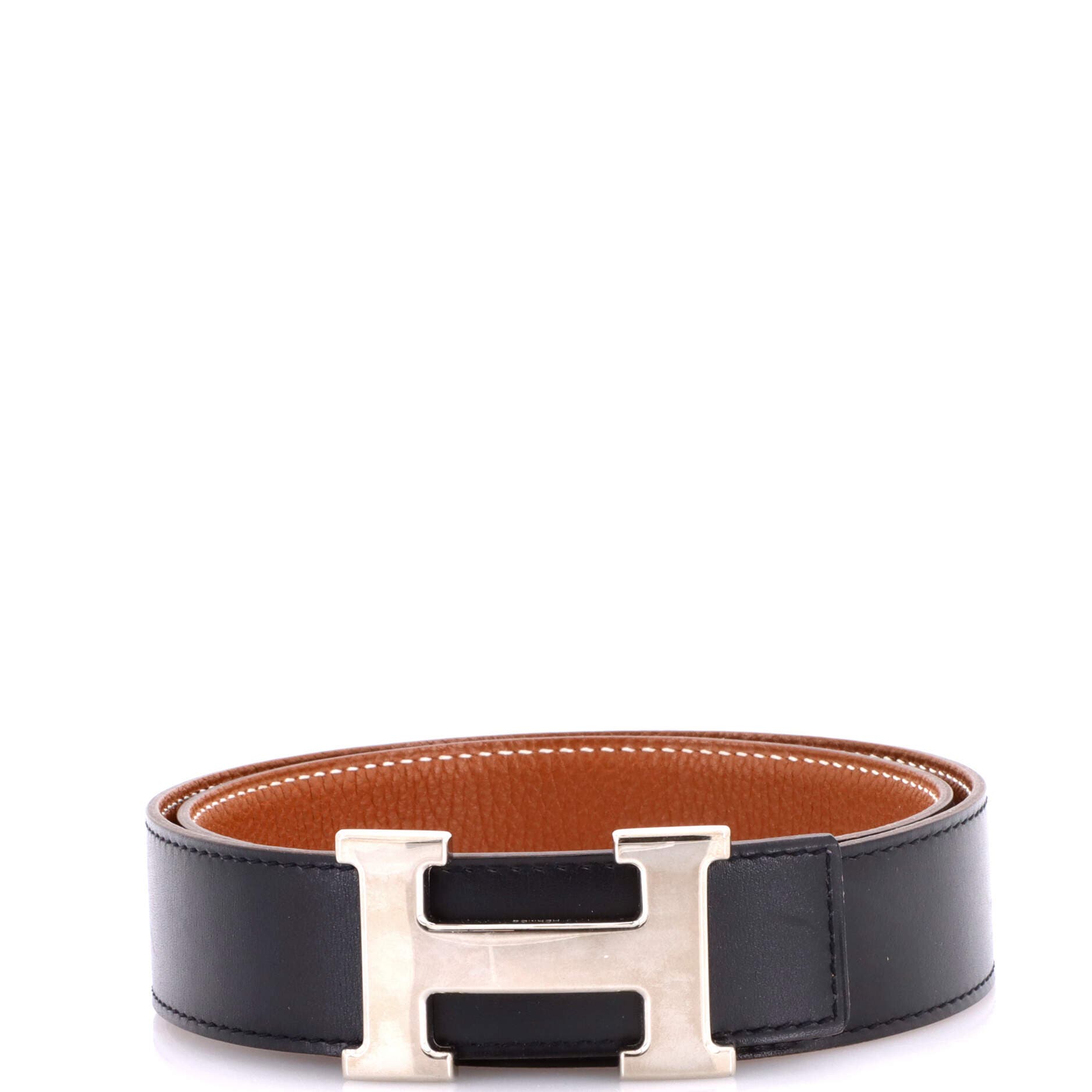 Pre-Owned Hermes Constance Reversible Belt Leather Medium, Main, color, Black