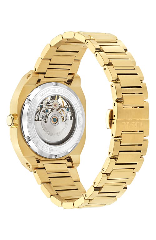 Versace Men's Swiss Automatic V-contempo Gmt Gold Ion Plated Bracelet Watch 40x48mm In Ip Yellow Gold