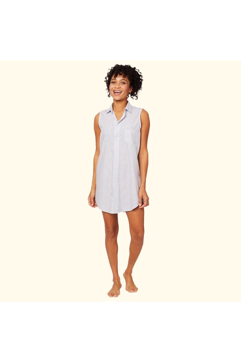 Luxe Pima Sleeveless Night Shirt, Main, color, Simple Stripe