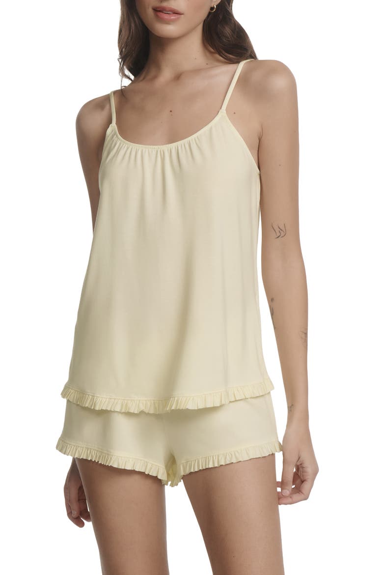 Gisele Ruffle Trim Short Pajamas, Main, color, BUTTERCREAM