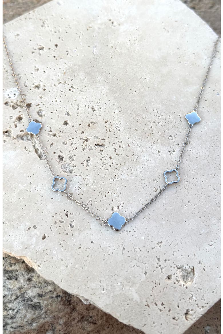 Clover Station Chain Necklace, Alternate, color, SILVER