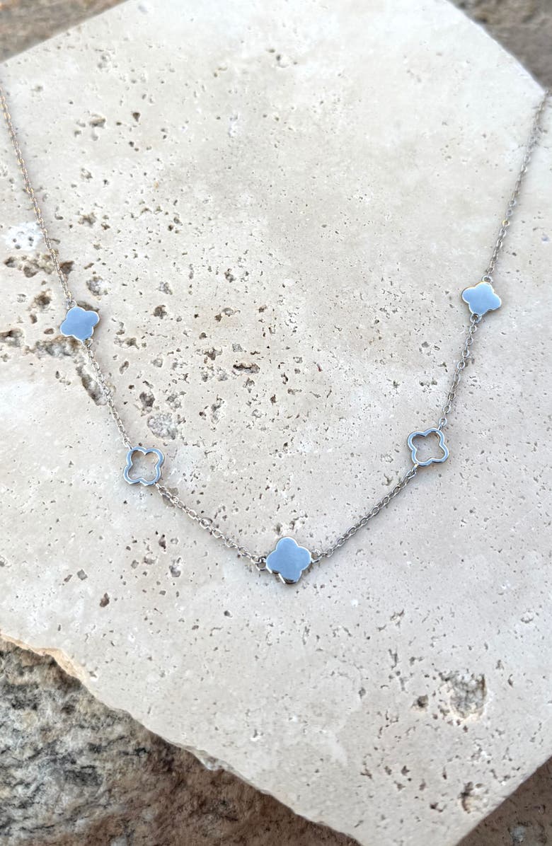 Adornia Clover Station Chain Necklace, Alternate, color, Silver
