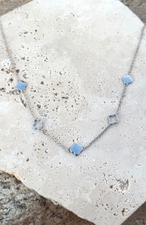 Adornia Silver Plated Clover Station Necklace In Silver