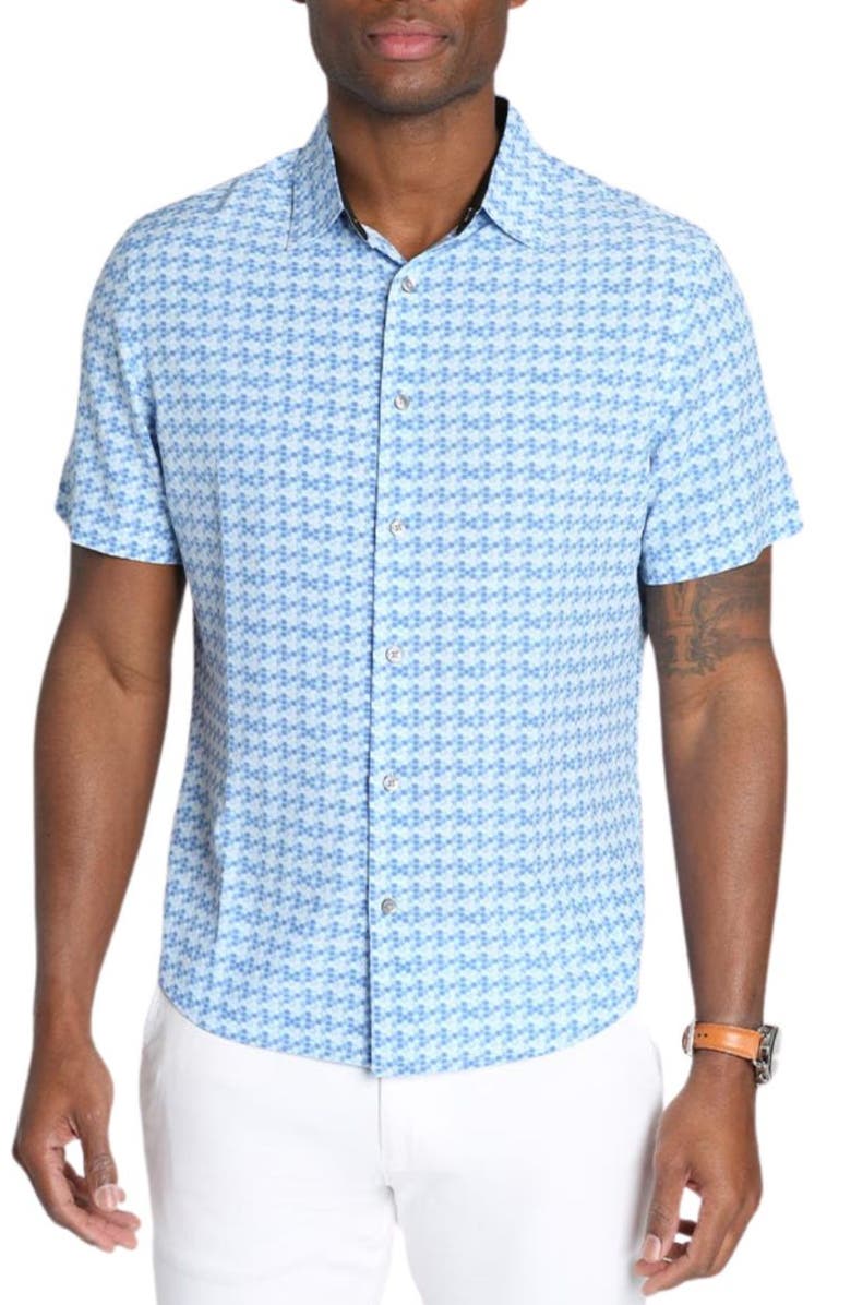 JACHS Gravityless Scale Short Sleeve Button-Up Shirt, Main, color, 