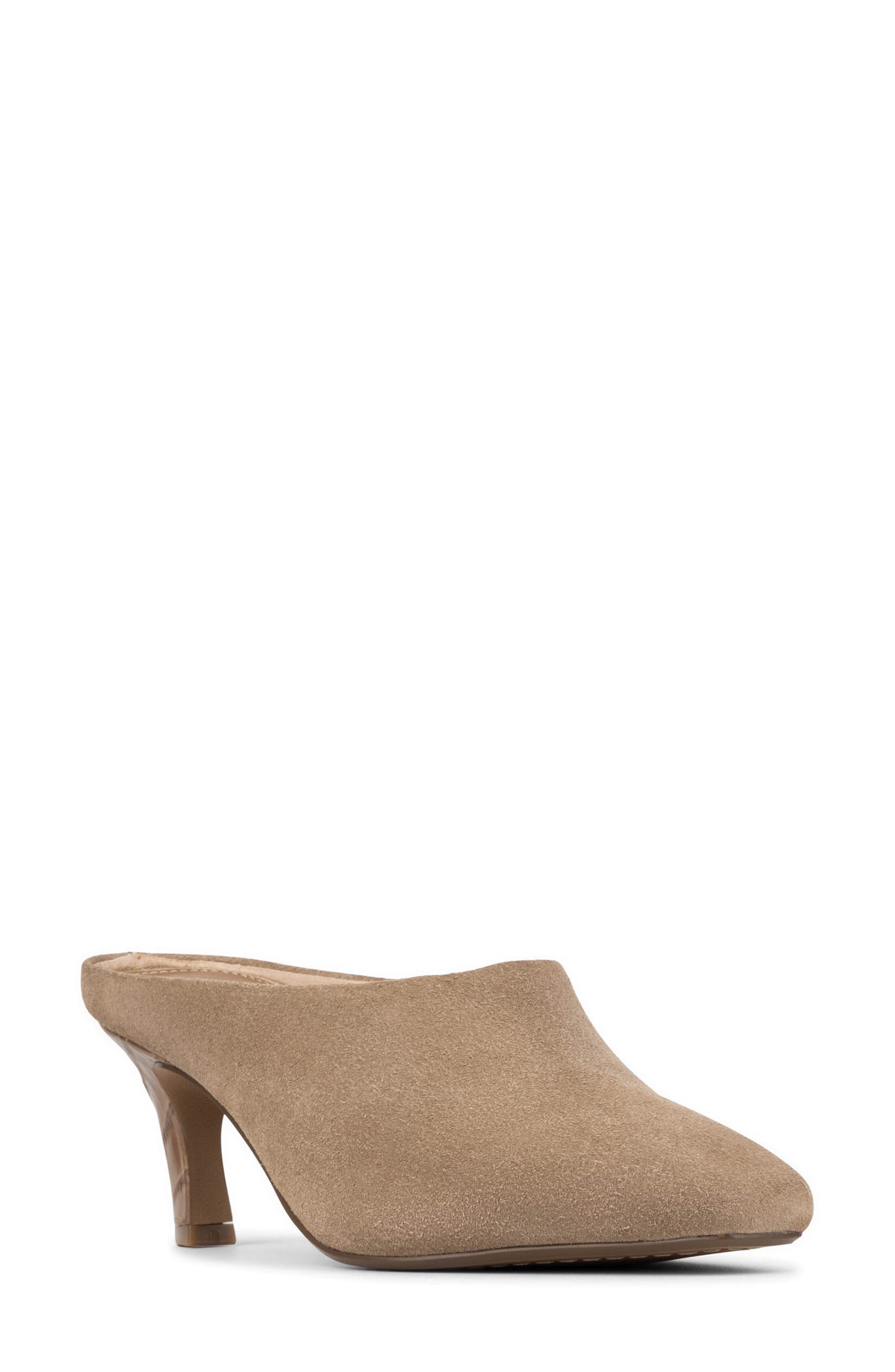 Braelynn Leather Heeled Mule, Main, color, TOBACCO