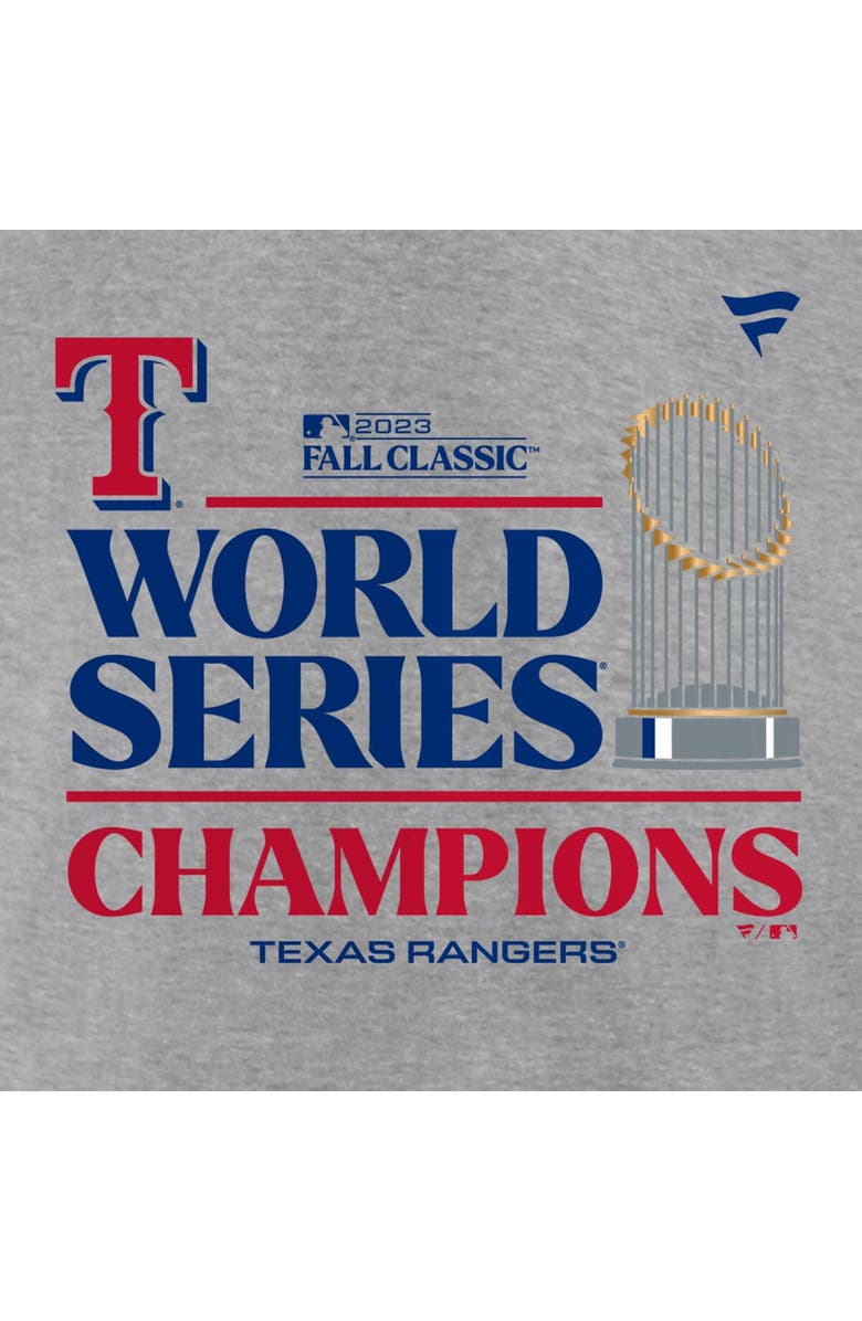 FANATICS Men's Fanatics Heather Gray Texas Rangers 2023 World Series Champions Locker Room T-Shirt, Alternate, color,