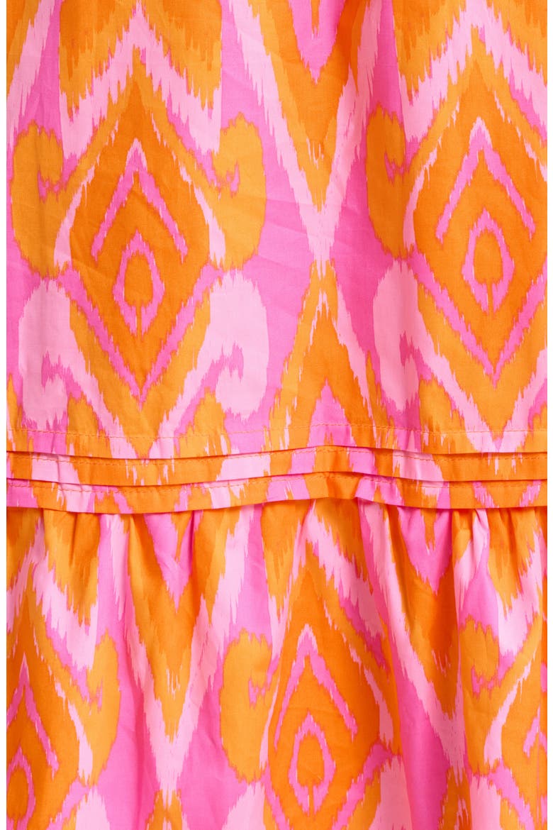 Belraj Ikat Print Cotton Poplin Maxi Dress, Alternate, color, ORANGE-PINK