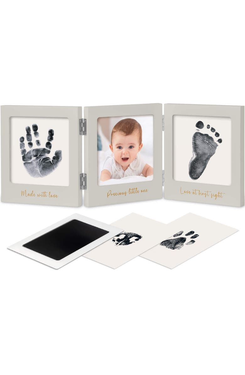 KeaBabies Fond Clean Touch Inkless Hand and Footprint Frame, Main, color, Cloud Gray/Gold