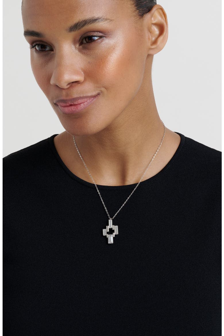 Demina Deco Crystal Pendant Necklace, Alternate, color, SILVER TONE CLEAR CRYSTAL