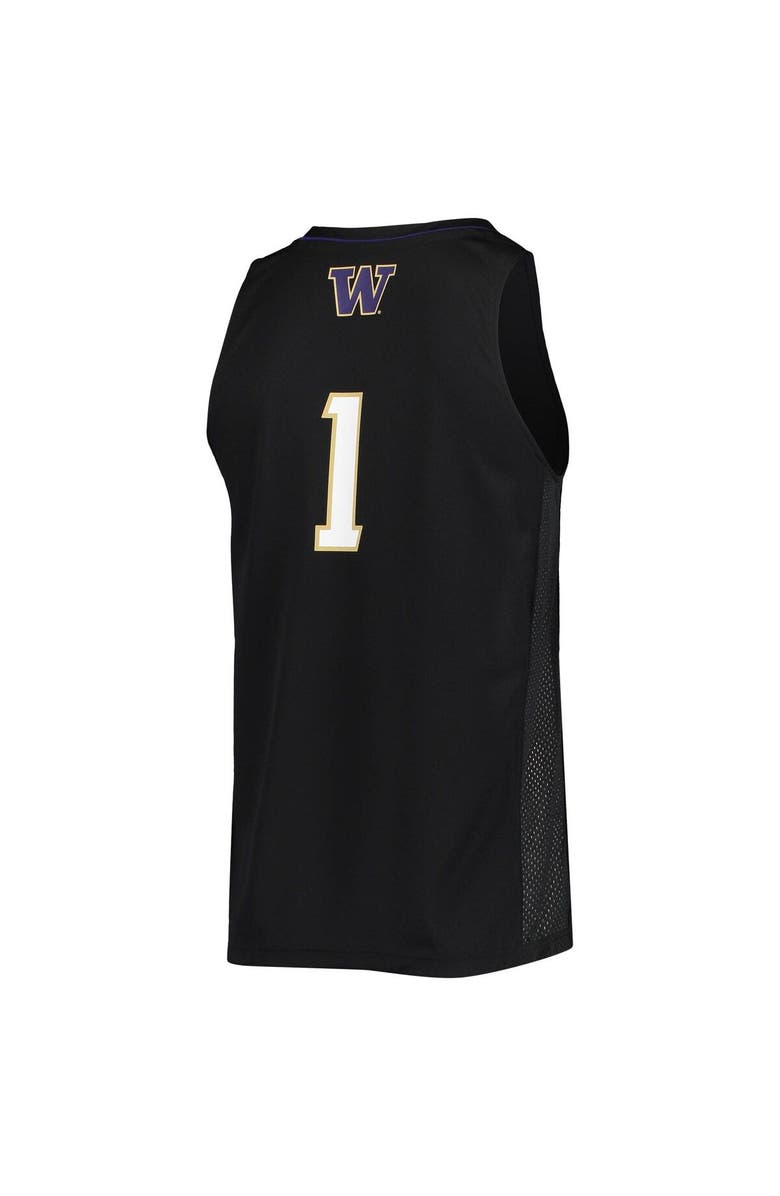 adidas Men's adidas #1 Black Washington Huskies Swingman Basketball Jersey, Alternate, color, Black