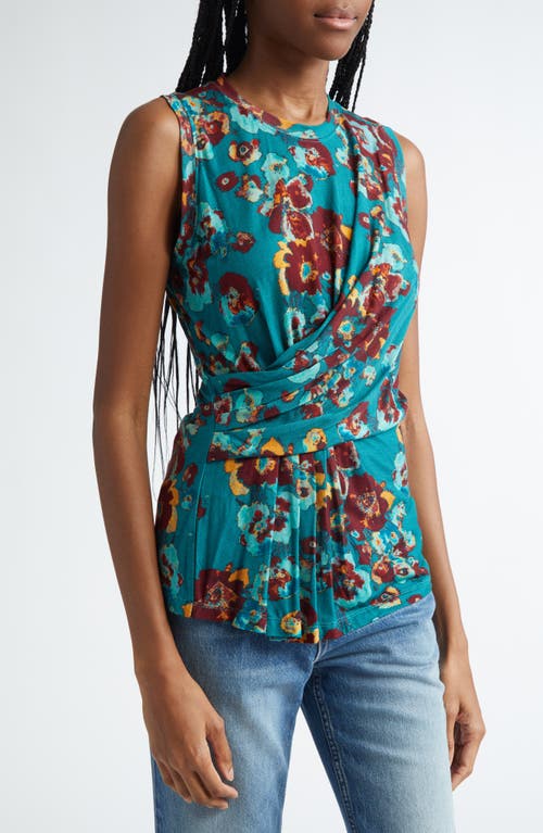 Ulla Johnson Naia Floral Print Sleeveless Top In Jade Floral