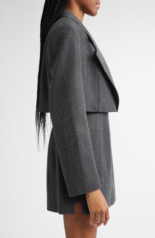 Alexander Wang Hotfix Beaded Wool Crop Blazer In 010 Charcoal