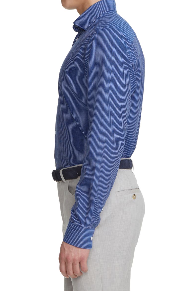 Abbott Linen Blend Button-Up Shirt, Alternate, color, BLUE