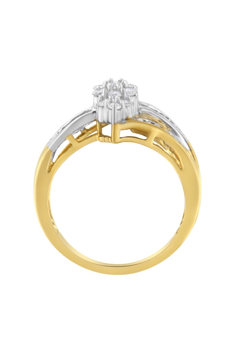 10K Gold 1/2Ctw Diamond Marquise Shaped Cluster Split Shank Ring, Alternate, color, Yellow Gold
