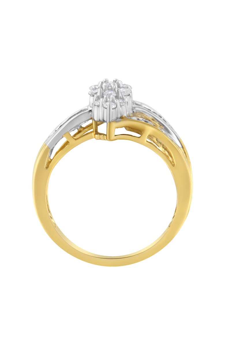 Haus of Brilliance 10K Gold 1/2Ctw Diamond Marquise Shaped Cluster Split Shank Ring, Alternate, color, Yellow Gold