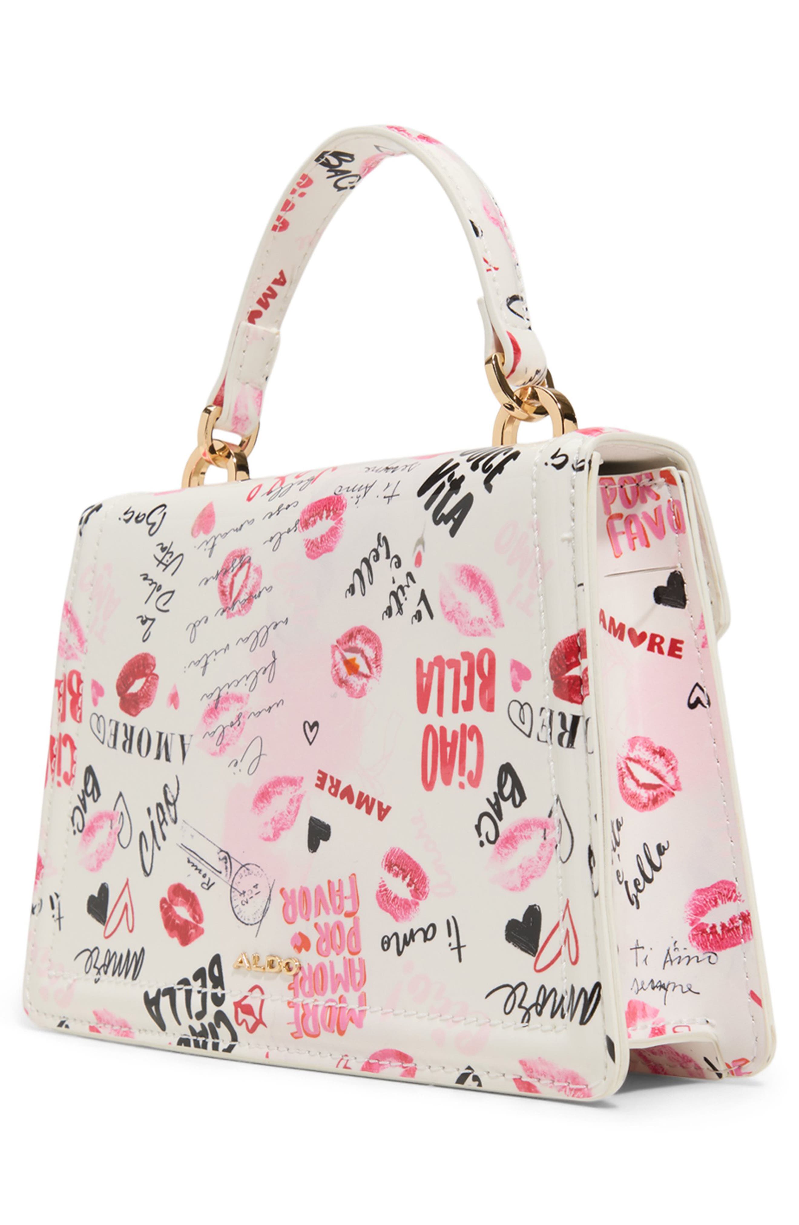 ALDO Bellavitaa Faux Leather Top Handle Bag, Alternate, color, White Combo