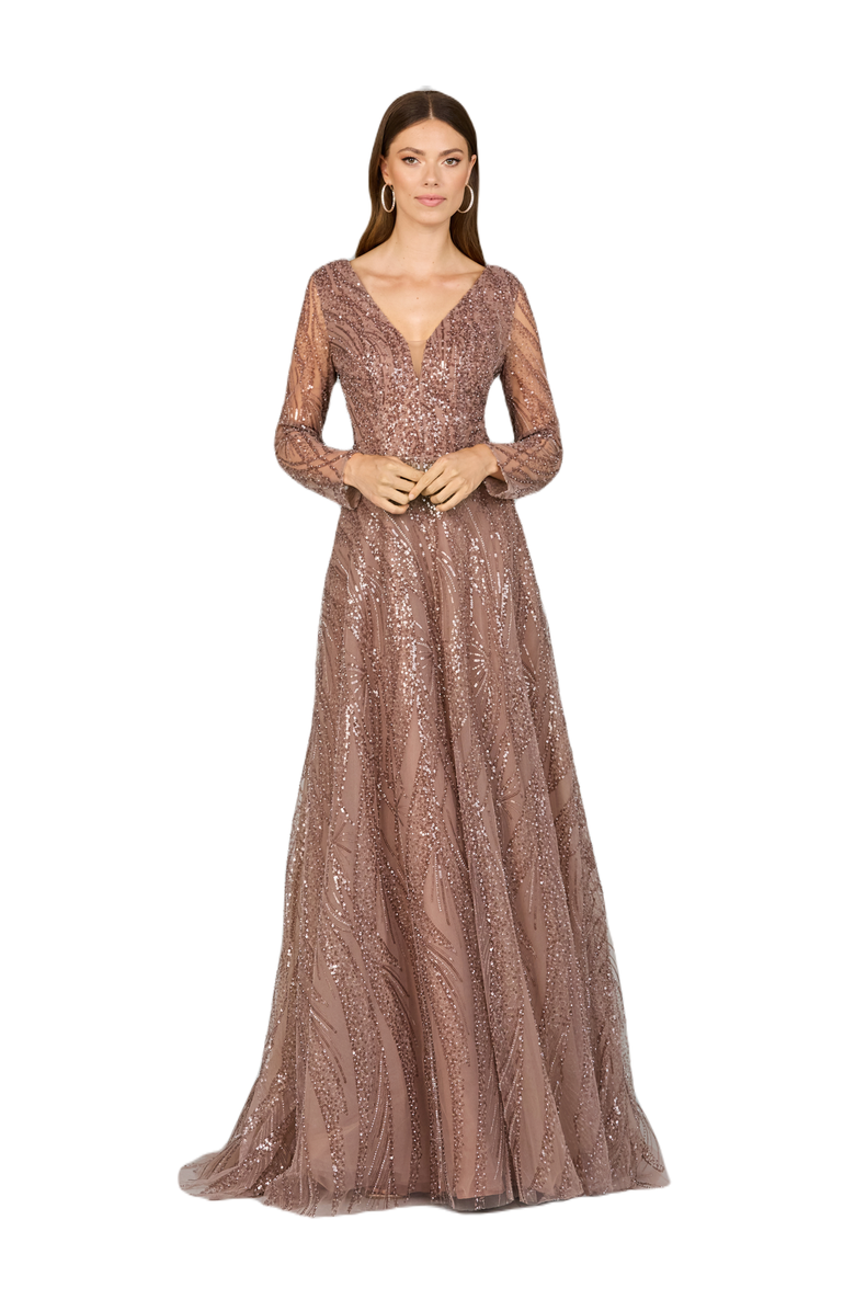 LARA New York Modest Long Sleeve Ball Gown, Main, color, 