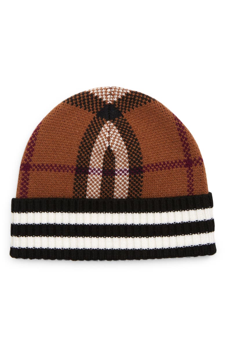 Burberry Check Jacquard Cashmere Beanie, Main, color,