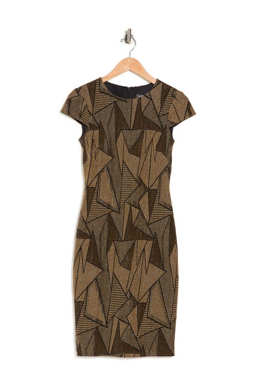 Vince Camuto Geo Metallic Knit Cap Sleeve Dress In Multi