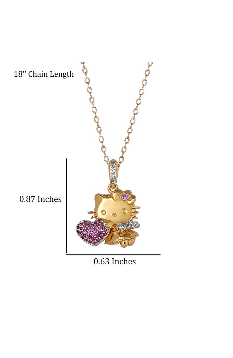 Hello Kitty 925 Sapphire Pendant, 18" chain, Alternate, color, Gold/Pink