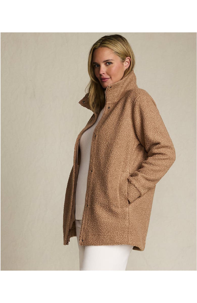 Lands' End Boucle Fleece Coat, Alternate, color, Honey Beige